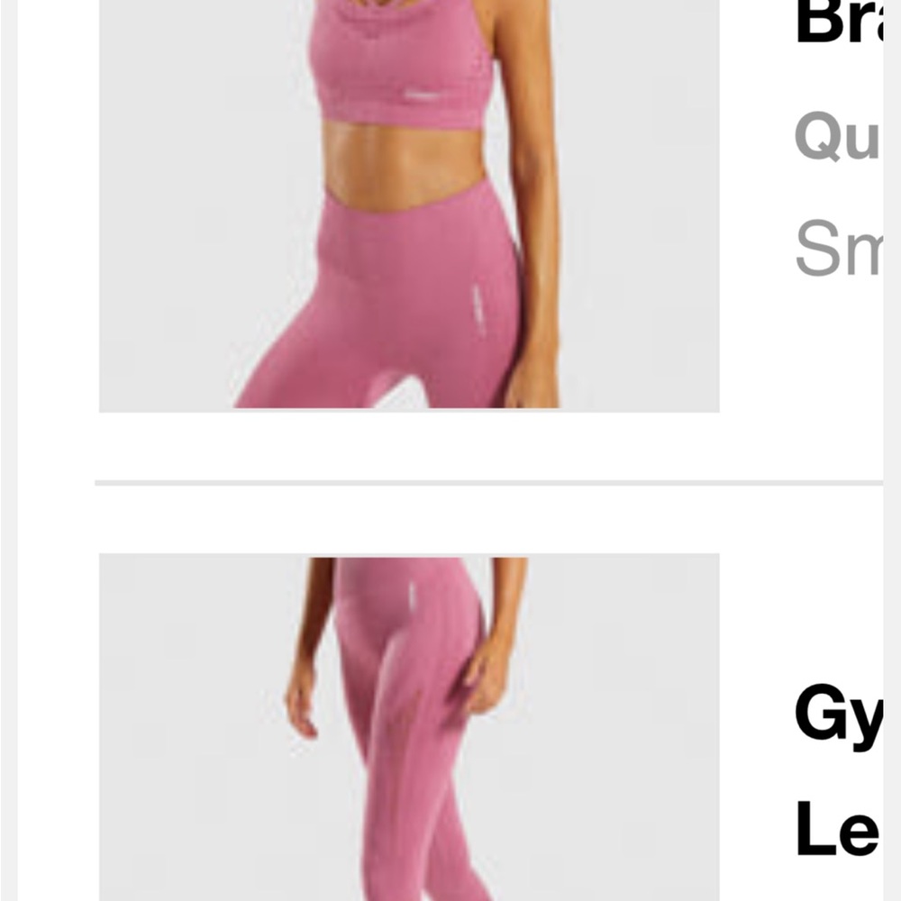 Gymshark set capris and sports bra dusty rose color size small